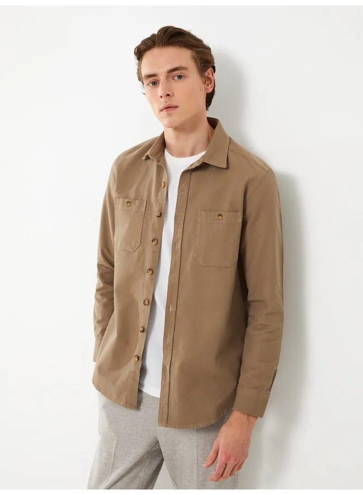 Slim Fit Long Sleeve Gabardine Men's Shirt