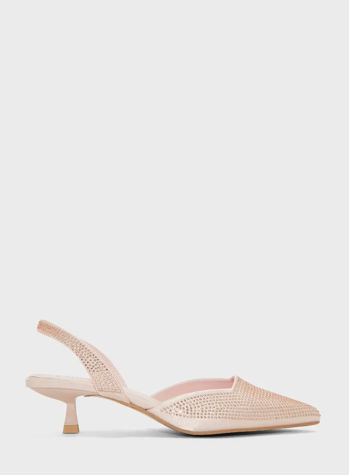 Diamante Pointed Slingback Pump