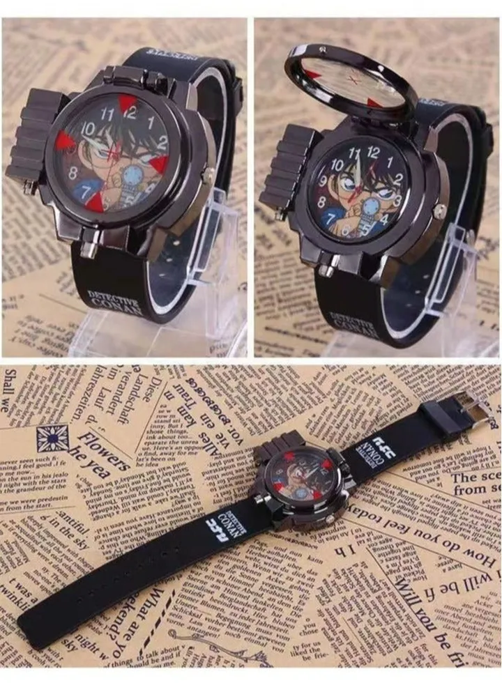 New Anime Conan Laser Light Quartz Kids Watch