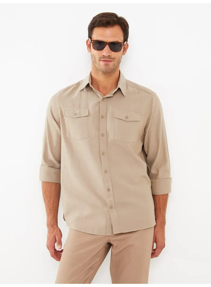 Regular Fit Long Sleeve Gabardine Men's Shirt