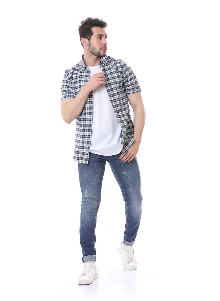 Tartan Regular Shirt - Blue, Black & White