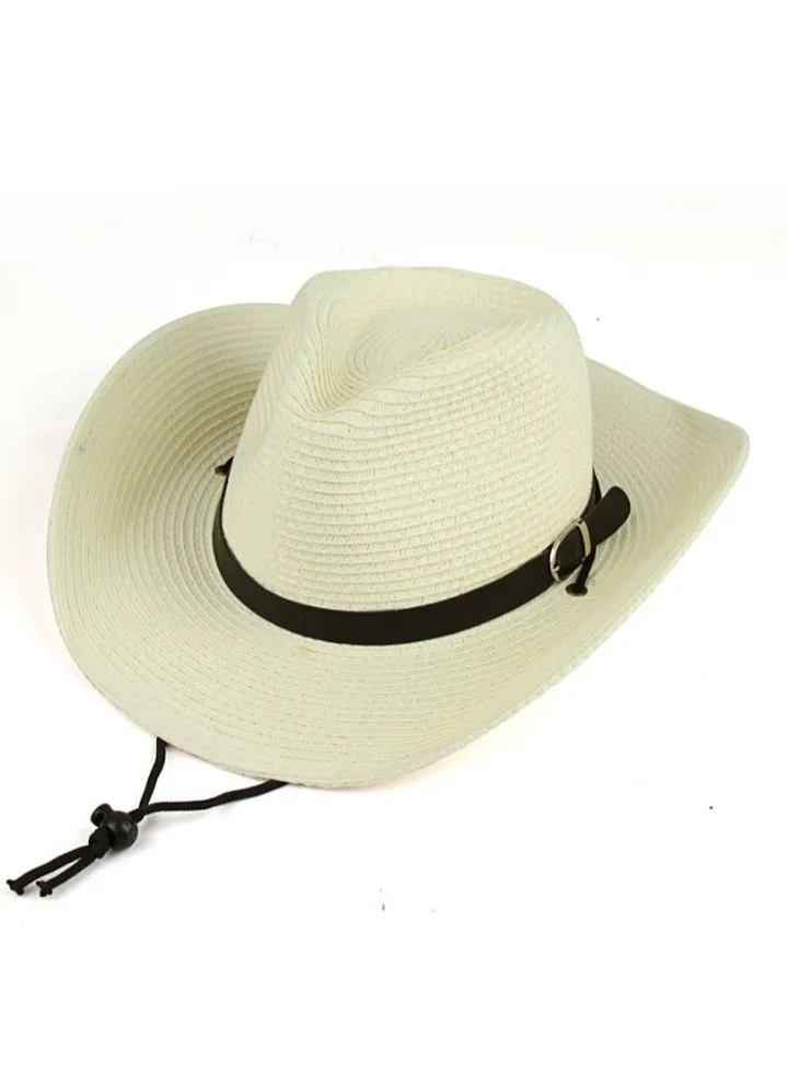 Casual Straw Cowboy Hat White/Black
