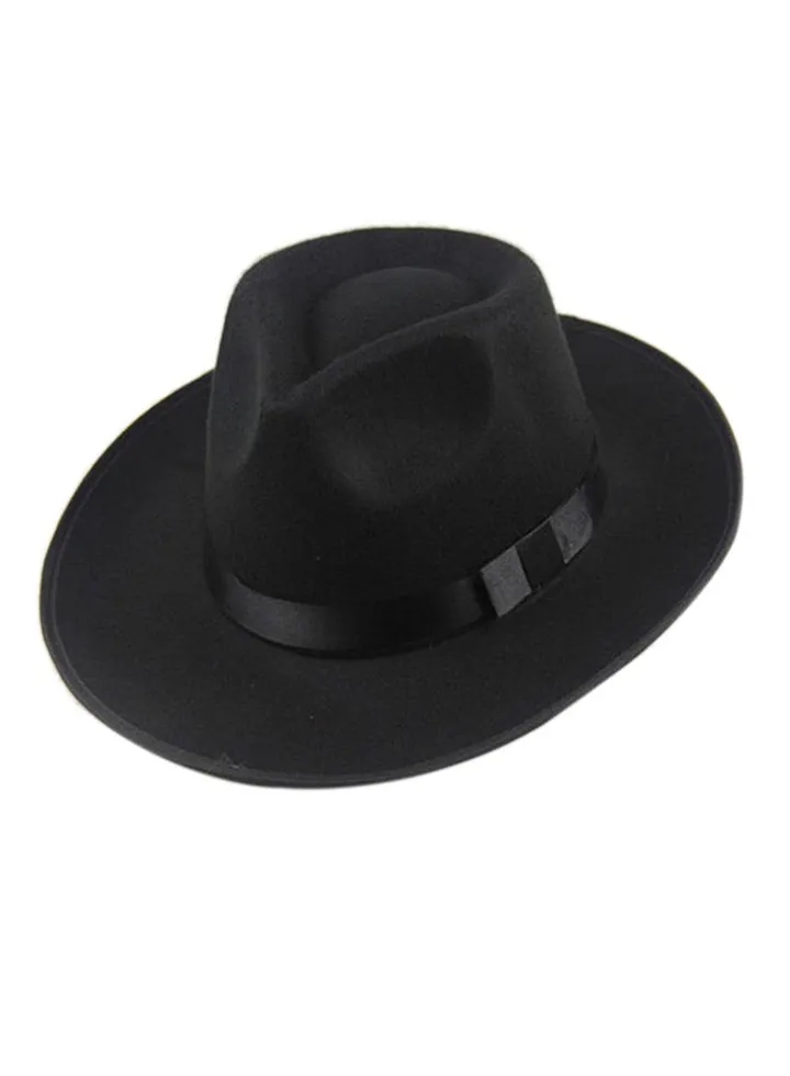 Wide Brim Fedora Panama Hat Black