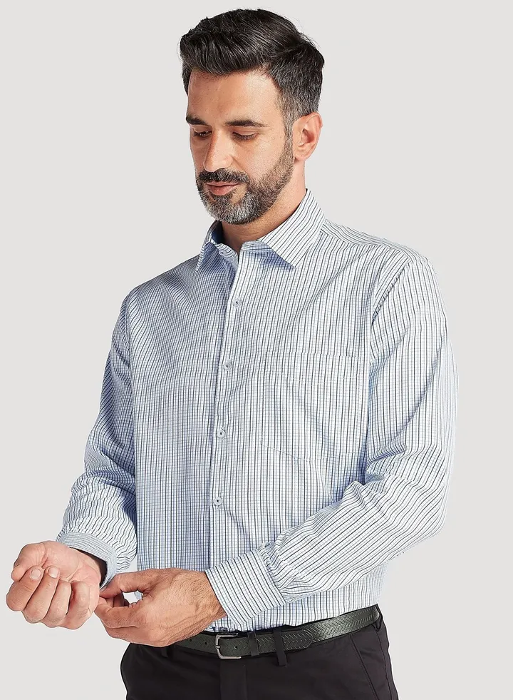 Easy Iron Checked Shirt with Long Sleeves and Chest Pocket