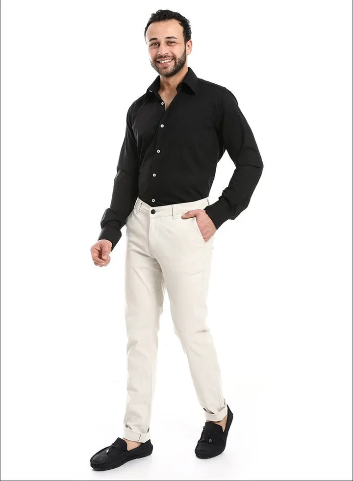 Classic Regular Fit Plain Black Shirt_Black