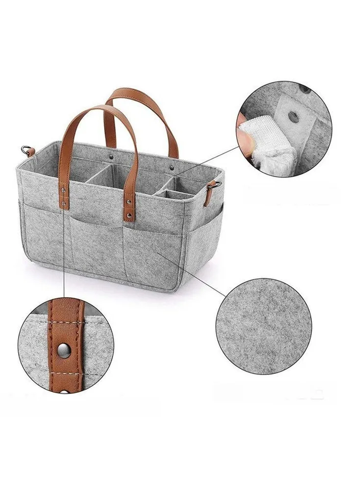 Baby Diaper Caddy Bag With Leather Handle