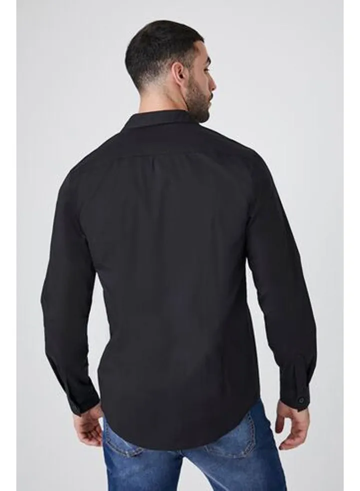 Curved-Hem Cotton-Blend Shirt