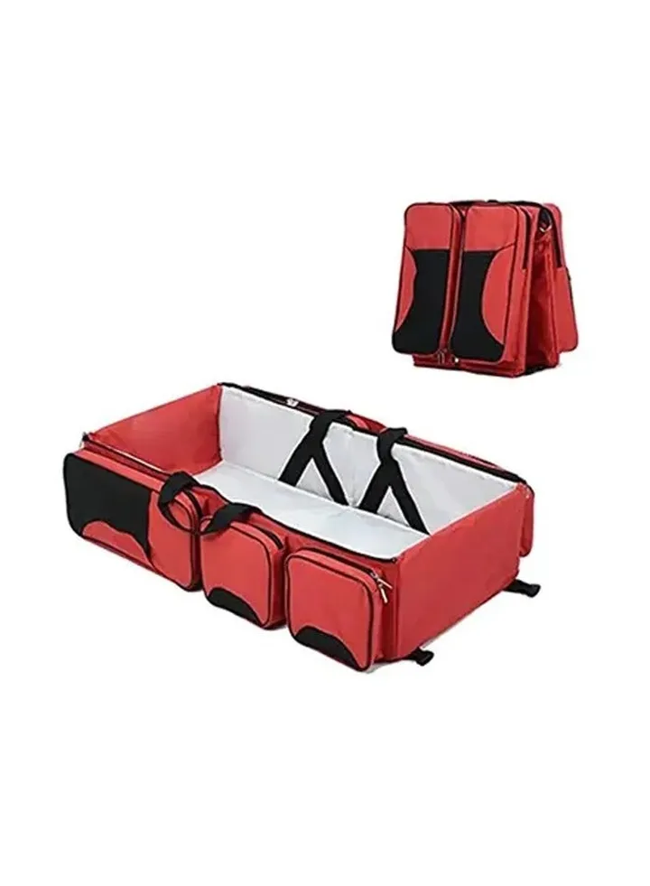 4-in-1 Multifunctional Large Capacity Traveling Baby Diaper Bag With Waterproof Cushioning - Red