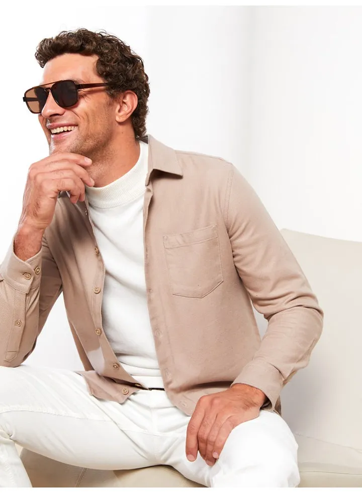 Regular Fit Long Sleeve Gabardine Men's Shirt
