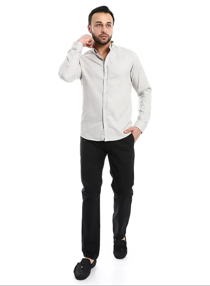 Charcoal Full Front Buttons Closure Men Shirt_Charcoal