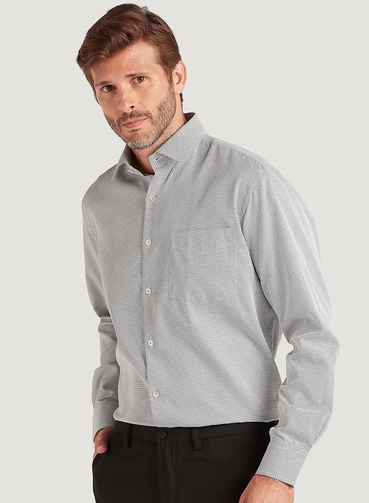 Printed Button Down Shirt with Long Sleeves and Chest Pocket