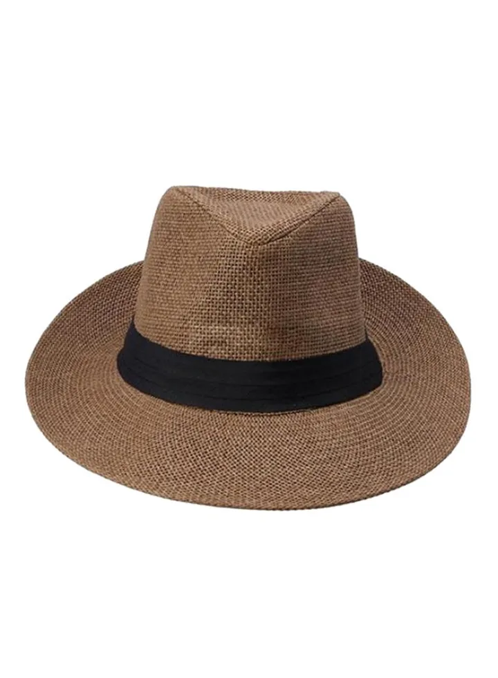 Ribbon Decor Panama Hat Coffee