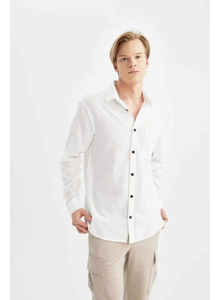 Man Regular Fit Woven Long Sleeve Shirt