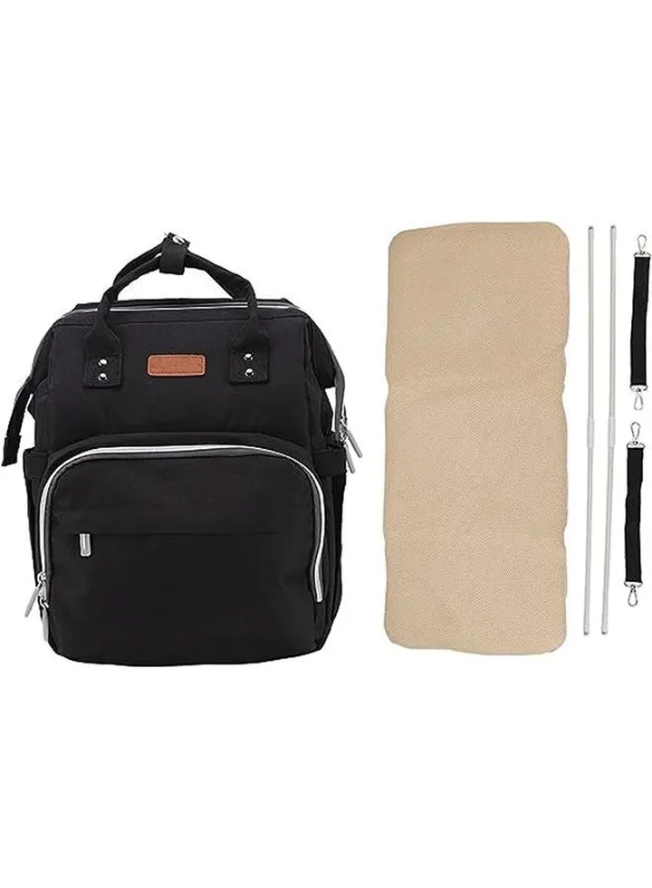 28L large-capacity multifunctional foldable baby diaper bag, pregnant women's backpack, mommy diaper backpack - Black