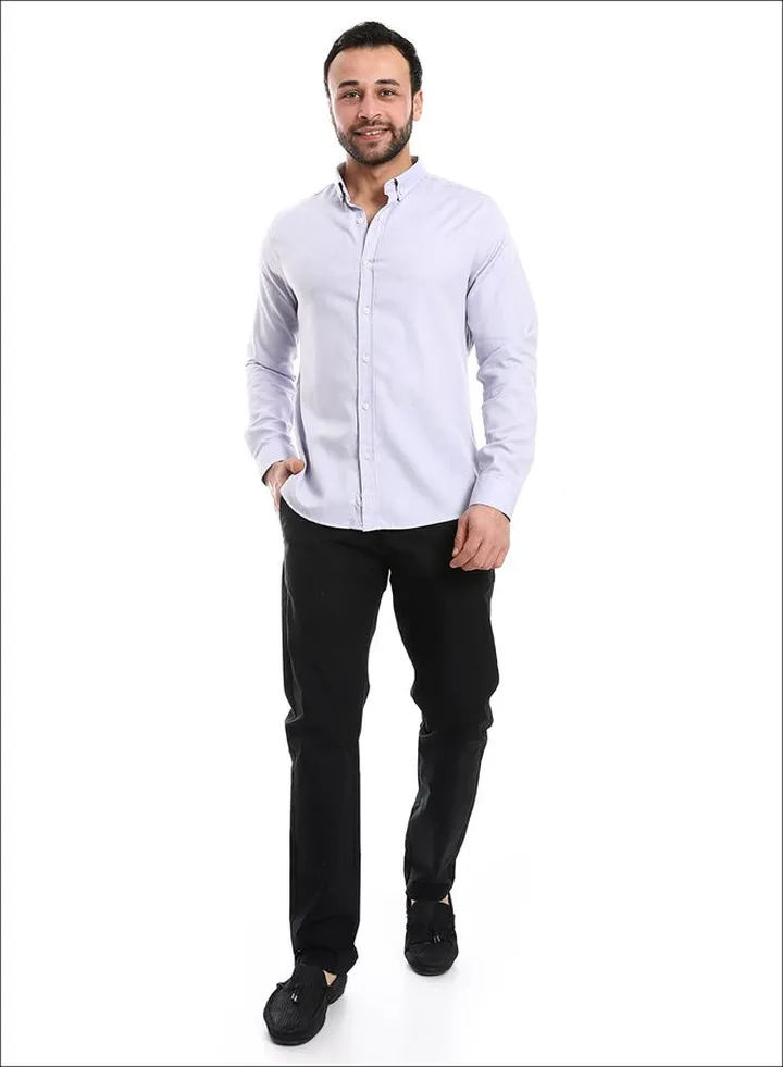 Pale Pastel Purple Turn Down Collar Shirt_Purple