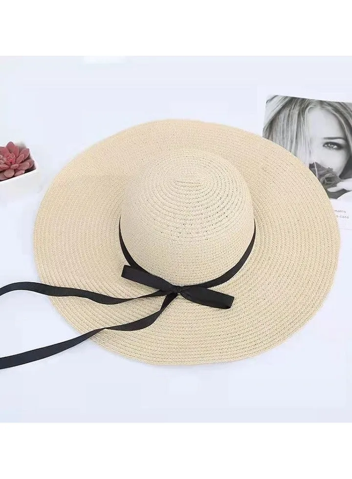 New Big Eave Road Flying Straw Hat Foldable Sun Visor