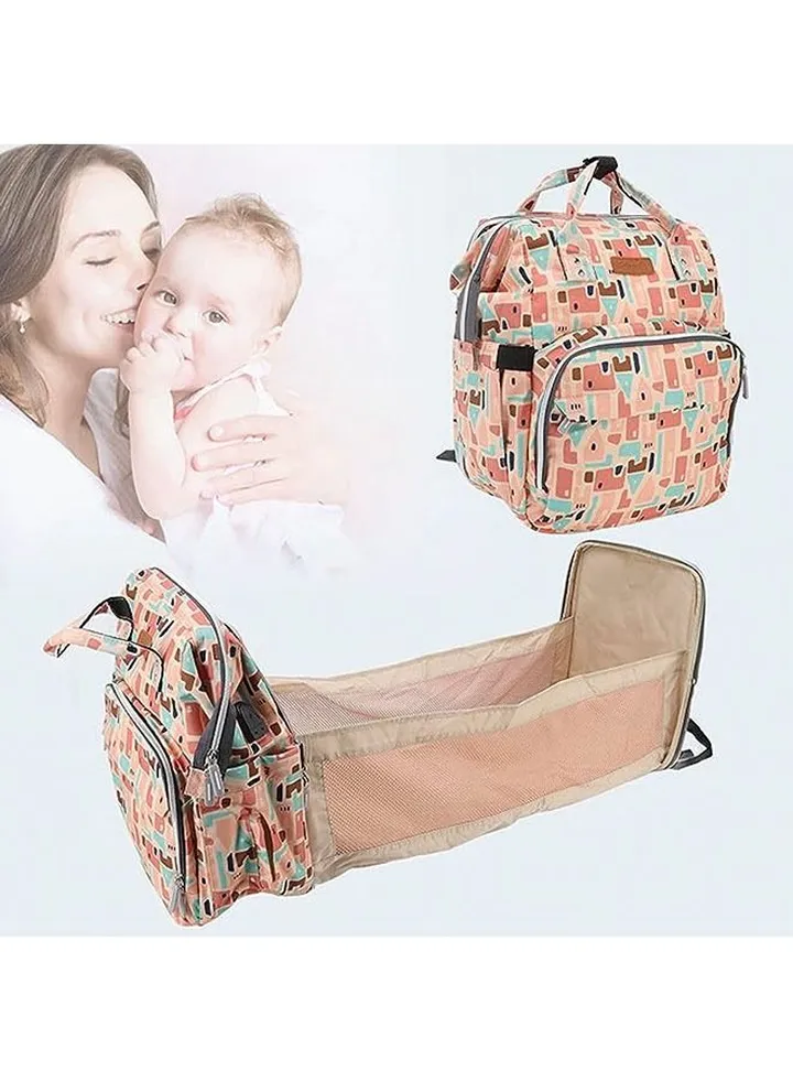 28L large-capacity multifunctional foldable baby diaper bag, pregnant women's backpack, mommy diaper backpack - Pink