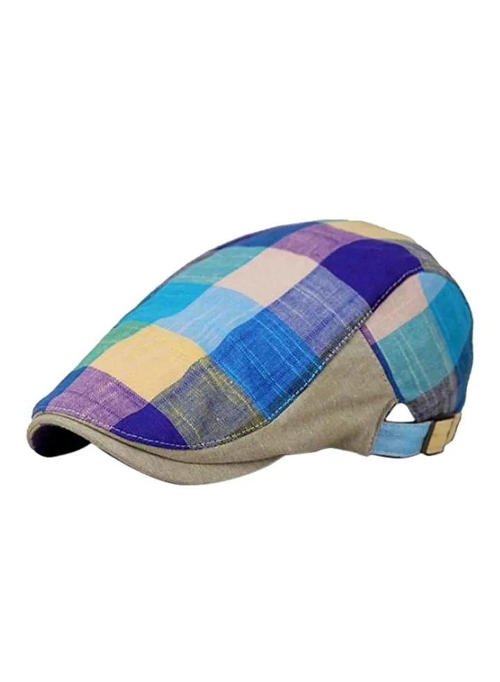 Beret Cotton Hat Beige/Blue/Purple