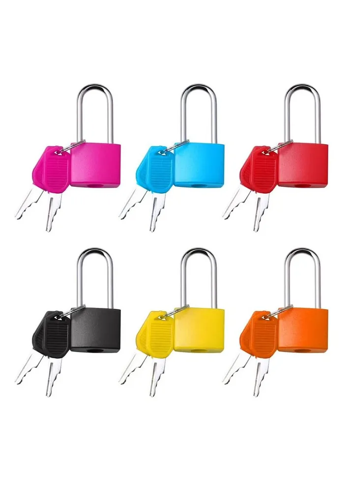 6Pcs Long Handle Suitcase Locks with Keys, Padlocks with Keys Small Padlocks Luggage Locks Coloured Metal Padlocks for Travel School Gym