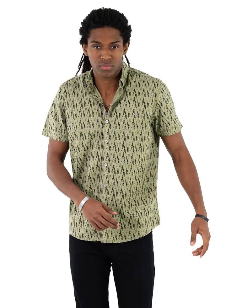 Men's Shirt- cotton - Color khaki