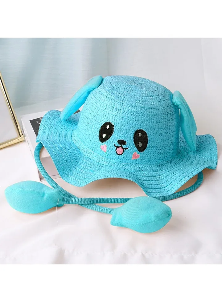 New Rabbit Ears Moving Straw Hat Children's Cute Wave Brim Fisherman Hat