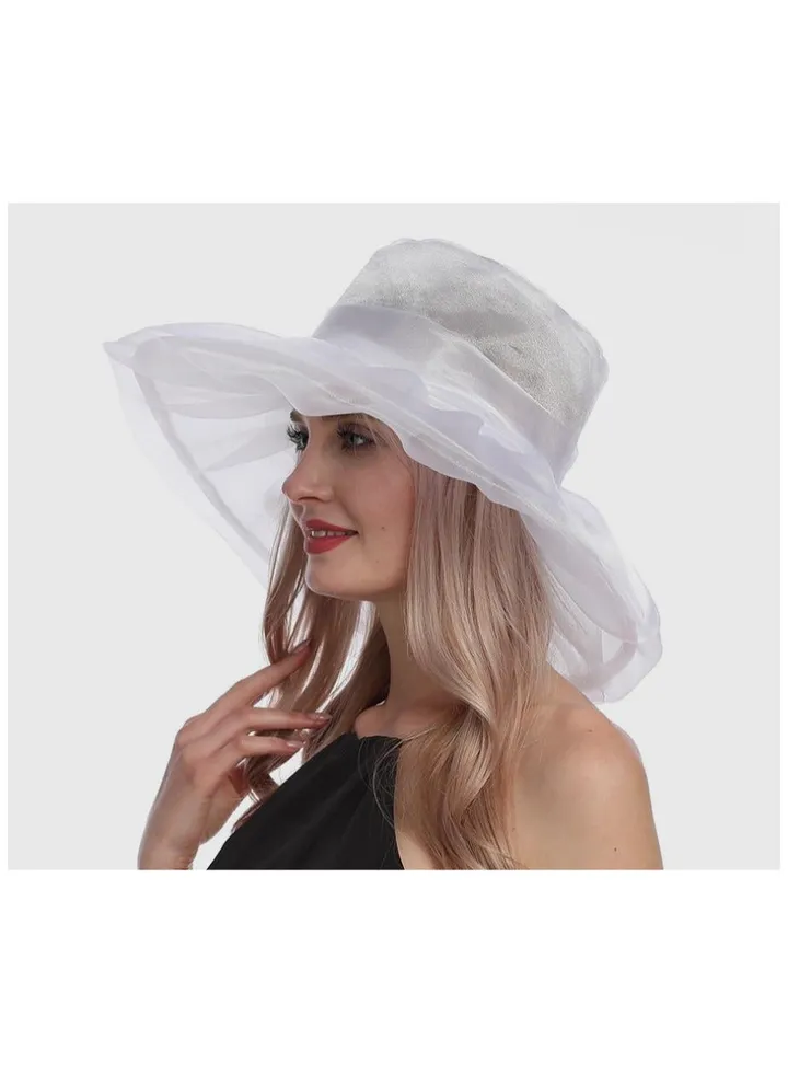 New Organza Large Brim Sunvisor Hat Foldable UV Resistant Beach Hat