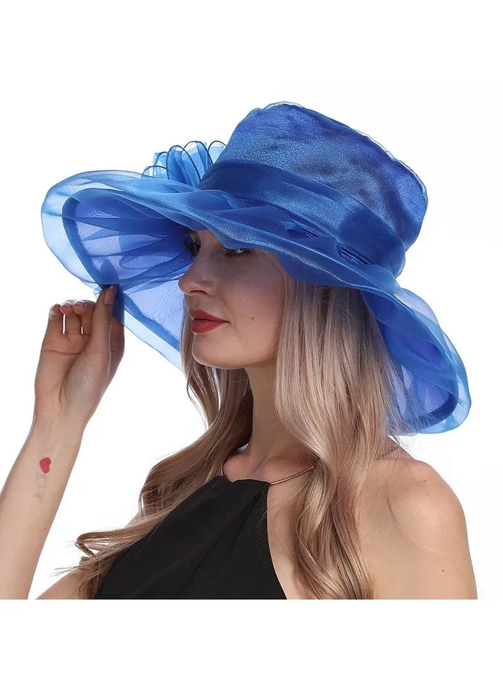 New Organza Large Brim Sunvisor Hat Foldable UV Resistant Beach Hat