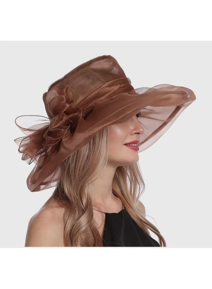 New Organza Large Brim Sunvisor Hat Foldable UV Resistant Beach Hat