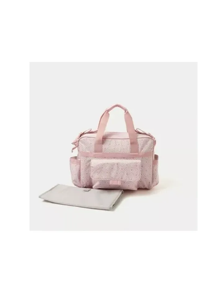 Printed Diaper Bag with Zip Closure and Adjustable Strap