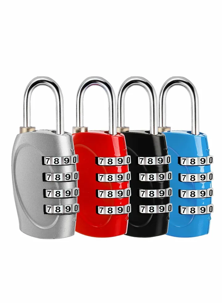 Combination Lock 4 Digit Padlock for School Gym Locker, Sports Locker, Fence, Toolbox, Gate, Case, Hasp Storage (4Pack)