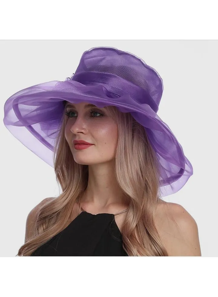 New Organza Large Brim Sunvisor Hat Foldable UV Resistant Beach Hat