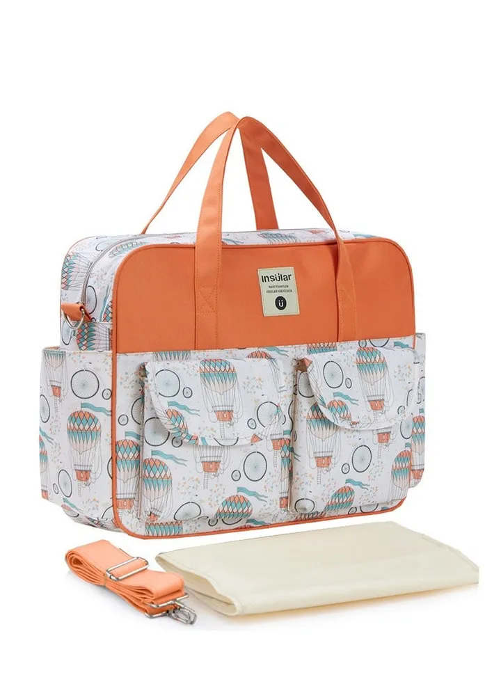 Multifunctional Hot Air Balloon Print Travel Nappy Bag With High-Quality Material