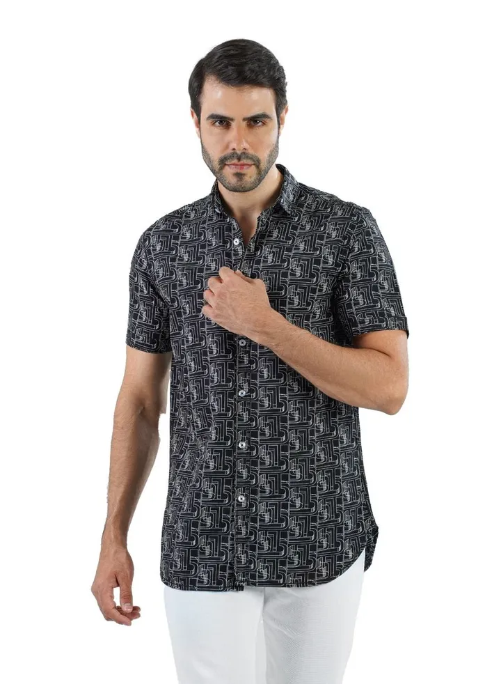 Men's Shirt- cotton - Color Black
