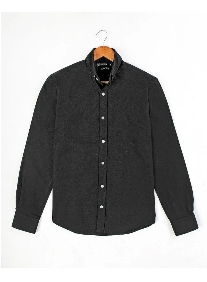 Men's Oxford Shirt With Sleeves - Black