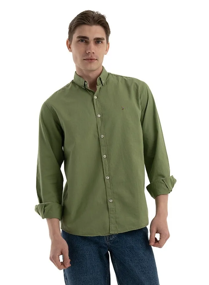 Shirt Men's, Stylish, Oxford Cotton , Olive