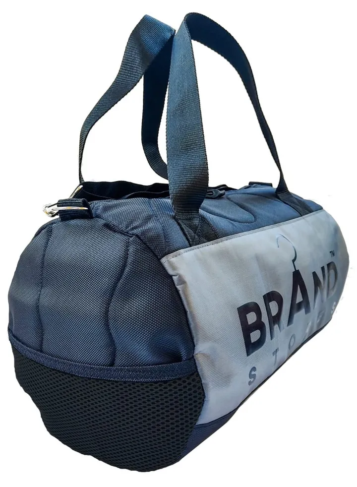 Brand Stores Canvas Gym Bag-Brand Stores - Grey & Black