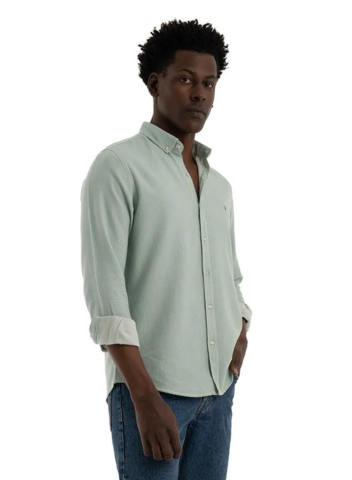Shirt Men's, Stylish Long-sleeved Oxford Cotton, Mocha