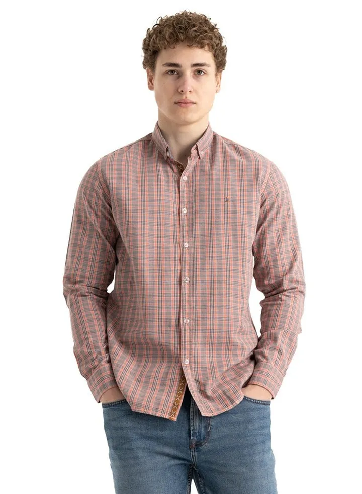 Shirt Men's, Stylish, Oxford Cotton ,Melon, Multicolor