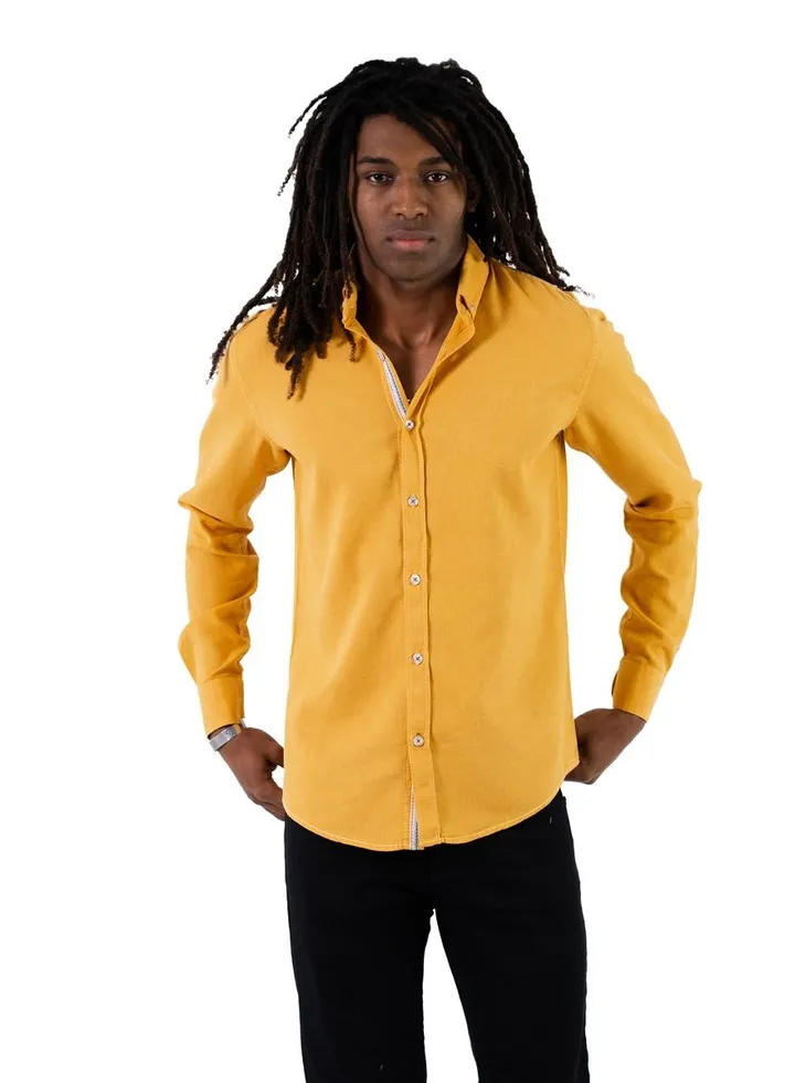 Men's Shirt- cotton - Color Mustard