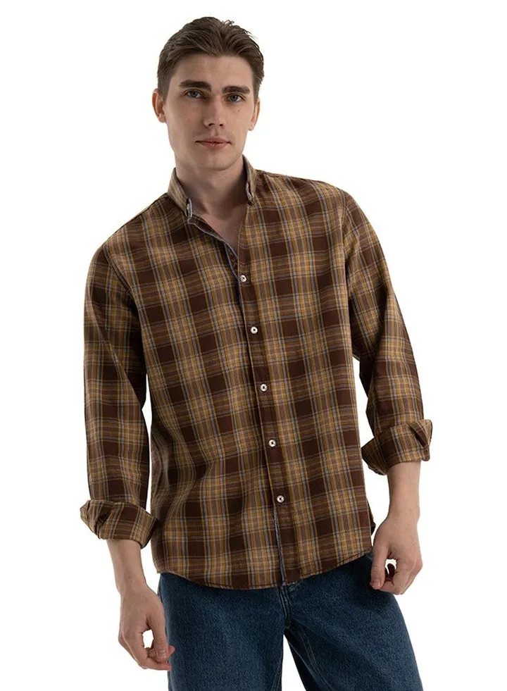 Shirt Men's, Stylish, Oxford Cotton ,Brown, Multicolor