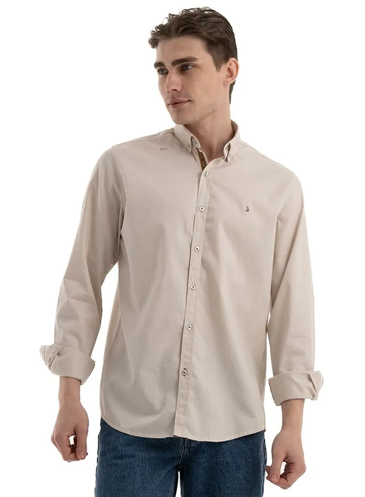Shirt Men's, Stylish, Cotton , Beige