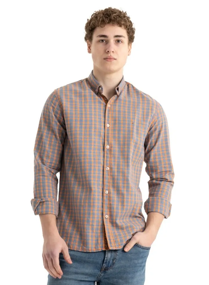Shirt Men's, Stylish, Oxford Cotton ,Orange, Multicolor