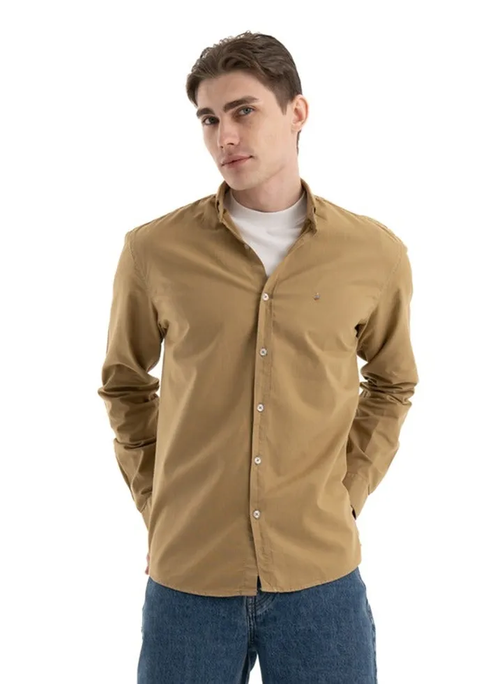 Shirt Men's, Stylish, Oxford Cotton , Bronze