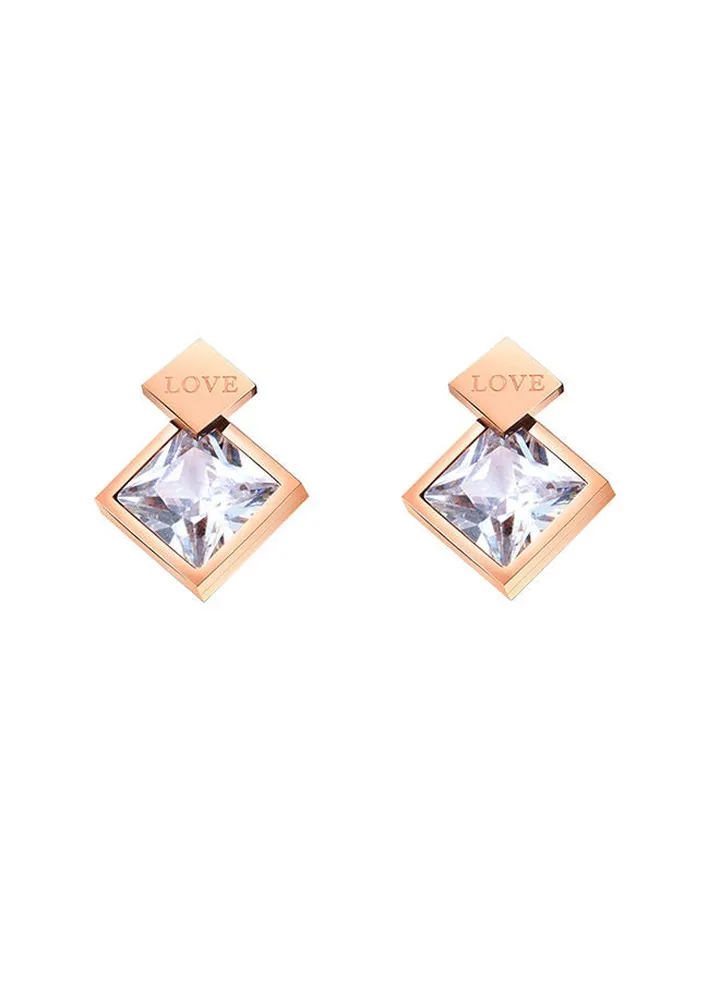 Women's Stainless Steel Rose Gold Earrings - LC.E.01292.480