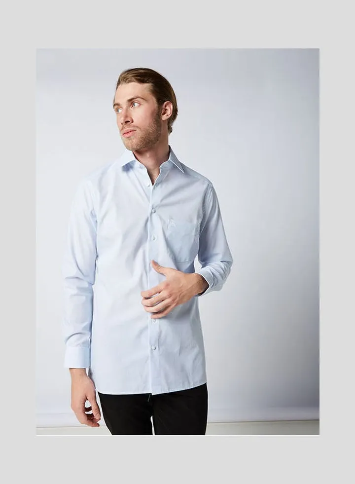 Casual Stripes Long Sleeve Shirt Sky Blue