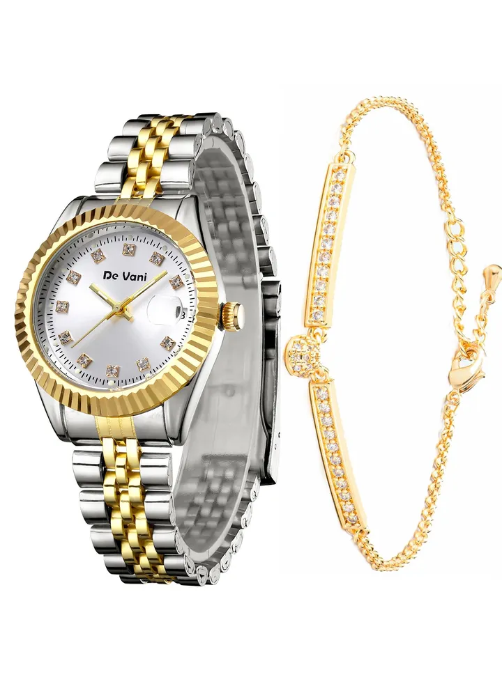 Women Wrist Watch by De Vani Stainless Steel With Bracelet