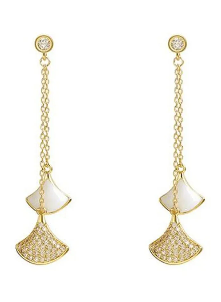 925 Sterling Silver Rhinestone Studded Tassel Earrings