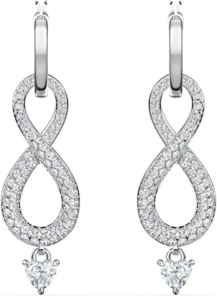 Women's Swa Infinity Earrings Silver Rhodium Plated