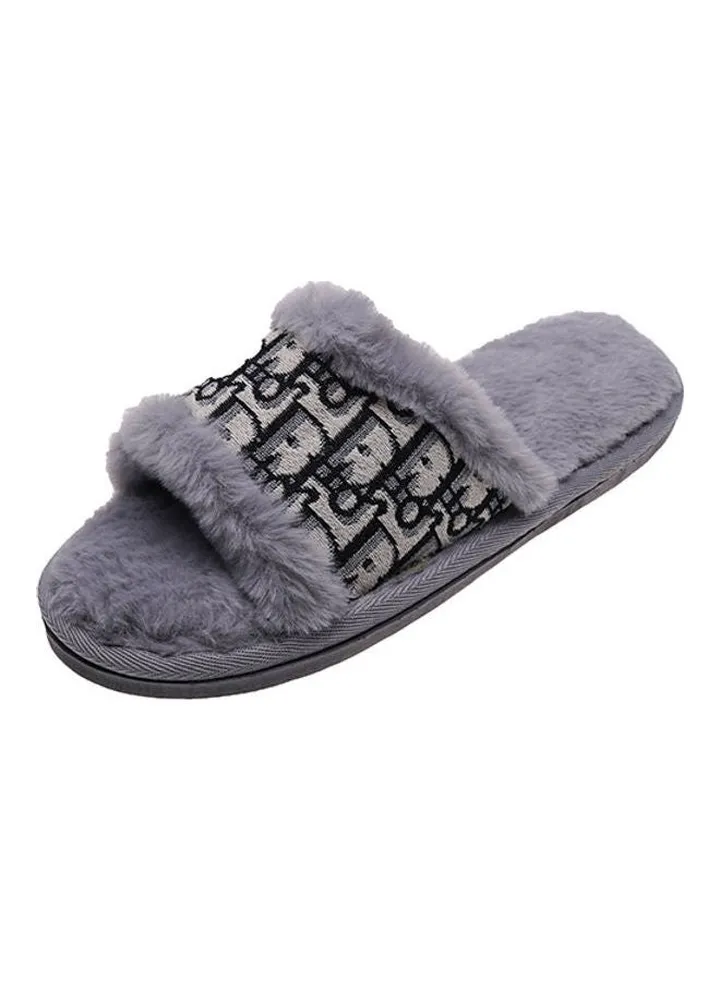 Printed Bedroom Slippers Grey