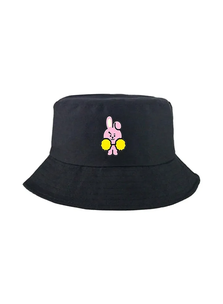 Cartoon Pattern Bucket Hat Black